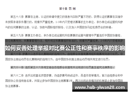 如何妥善处理举报对比赛公正性和赛事秩序的影响